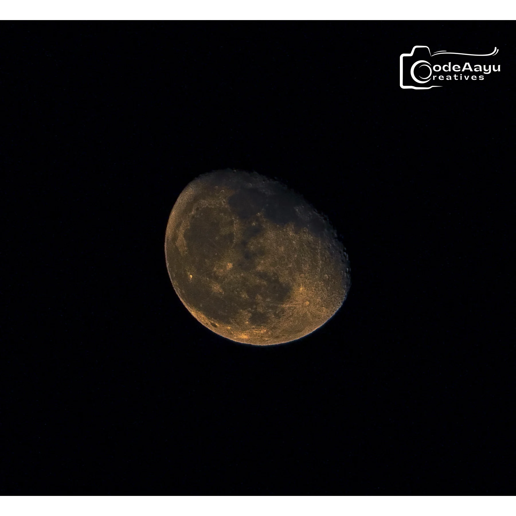 Golden gibbous moon